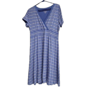 L.L. Bean blue and white short sleeve dress size L PET Like New item ID 504851